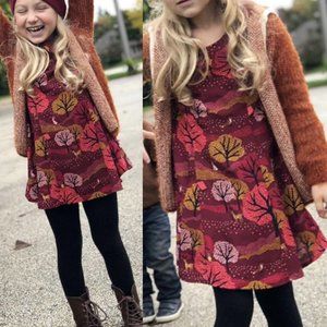 OSHKOSH Girl Baby Red Wine‎ Tree Holiday Dress 18M Baby Toddler Long Sleeve